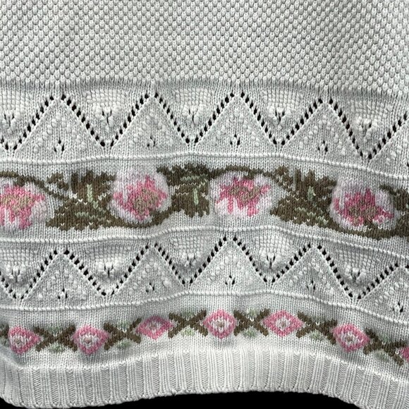 Vtg Eddie Bauer Cardigan Sweater 1990 Grannycore Grandma Small flower 90s Y2K - Picture 4 of 9